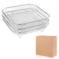 Stainless steel air fryer rack square wire mesh basket multi-layer kitchen cooking tool. - Square Three-Layer Dehydrator Rack