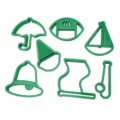 Green plastic cookie cutter set, assorted shapes for baking, kids kitchen baking mold tools - Bell Ice Cream 7-Piece Set / Green