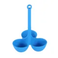 Soporte de cocedor de huevos de silicona azul 3 tazas con mango utensilio de cocina util. - 3 agujeros / Azul marino