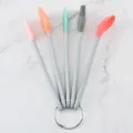 Mini herramientas de repostería de silicona set de 5 espátulas de colores con anillo metálico - Juego de 5 piezas de plástico