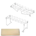Stainless steel foldable chicken leg roasting rack 14 slots portable BBQ grill tool. - 14-Slot Chicken Leg Rack Set of 2 with Box