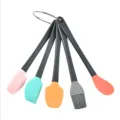 Mini juego de espátulas de silicona 5 piezas herramientas de cocina con anillo - Juego de 5 piezas con mango de plástico negro