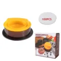 Plastic hamburger press patty maker kit with 100pcs round paper sheets for kitchen cooking tools. - Box Packaging + 100 Oil Papers / Yellow