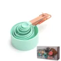 Cucharas medidoras de acero inoxidable y tazas de plástico juego de 8 piezas para repostería. - Caja de Color de 8 Piezas / Verde