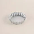 Silver round fluted tart pan, carbon steel non-stick baking mold for mini pies and baking cakes. - 4-Inch Silver Loose-Bottom Egg Tart Mold