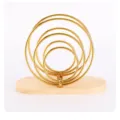 Porte-serviettes en métal doré vertical avec base en bois, support de mouchoir de table. - Forme ronde dorée à 6 anneaux avec base en bois
