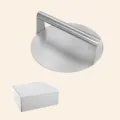 Heavy-duty stainless steel meat press and burger maker for kitchen cooking, durable round tool. - 22cm Round Meat Press with White Box