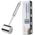 Stainless Steel Meat Hammer 304 Kitchen Tenderizer Tool Dual Sided Heavy Duty Cook - 304 Stainless Steel Meat Tenderizer (Mirror Finish) in Color Box