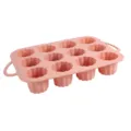 Molde para hornear de silicona rosa de 12 cavidades con asas para postres caseros. - 12 Cavidades / Rosa Nórdico