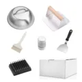 Set de Prensa para Hamburguesas de Acero Inoxidable 304 Herramientas de Cocina Pro - Juego de prensa para carne cuadrada y tapa con mango de madera