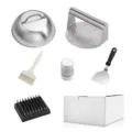 Set de presse à burger en acier inoxydable accessoires de barbecue plaque de cuisson boîte - Ensemble de couvercles texturés tout en acier