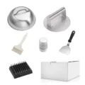Kit Presse a Burger en Acier Inoxydable Set d Outils de Gril Accessoires de Cuisine - Ensemble presse à viande large à picots et couvercle