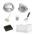 Kit de presse à burger en inox avec dôme, poids, racloir et accessoires de nettoyage de cuisine. - Couvercle presse à viande ajustable