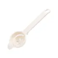 Beige plastic long handle egg white separator kitchen baking tool for easy liquid filtering. - Off White