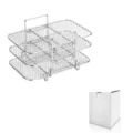 Stainless steel 3-layer stackable air fryer rack mesh dehydrator basket accessory. - Three-Layer Square Mesh Rack