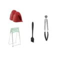 Set de utensilios de cocina con guantes de silicona, pinza para platos y pinzas. - Juego de accesorios de 5 piezas