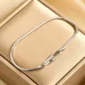 S925 Sterling Silber Achteckige Schlangenkette Armband Verstellbar Luxus Unisex Schmuck - 1 Verschlussperle / 1.5mm Breite / 16cm Länge / Weißgold