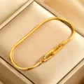 Goldenes S925 Silber Schlangenketten Armband mit verstellbarem Verschluss für Damen. - 1 Verschlussperle / 1.5mm Breite / 16cm Länge / Gold