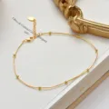 S925 Sterling Silver Snake Bone Bead Anklet Minimalist Elegant Foot Chain Jewelry Accessory - 21CM+4CM / Gold