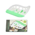 Stainless steel herb stripper tool with 9 holes and green silicone handle for kitchen cooking. - With Blade Cover And Color Box Packaging