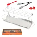 Soporte de acero inoxidable para muslos de pollo BBQ set con bandeja y accesorios - Juegos de 5 piezas de soportes para muslos de pollo en caja de color