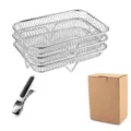 Stainless Steel Air Fryer Rack Set Square Multi-Layer Dehydrator Racks with Clip and Box - Rectangular Drying Rack with Plate Gripper