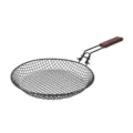 Στρογγυλό καλάθι ψησίματος BBQ από ανοξείδωτο ατσάλι με ξύλινη λαβή για μαγείρεμα. - Στρογγυλό αναδιπλούμενο καλάθι μπάρμπεκιου