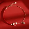 S925 Sterlingsilber Tierkreiszeichen Ochse Armband Rot Geflochten Kette Damen Schmuck Geschenk - Sternzeichen: Ochse / 1 Stück