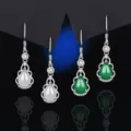 S925 Sterlingsilber Ohrringe mit weißem Chalcedon und grünen Achat Edelsteinen. - Stil 1 / 925 Silber Grüner Chalzedon / Paar