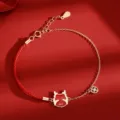 S925 sterling silver red rope zodiac bracelet for women, lucky woven charm jewelry. - Zodiac: Dragon / 1 Piece