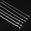S925 Silber Kordelkette in mehreren Dicken, vielseitiger und eleganter Modeschmuck. - Stärke 1.5mm Länge 16+4cm (Ca. 1.65g) / 925 Sterling Silber (Weissgold Beschichtet)