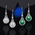 S925 Silber Achat Chalcedon Ohrringe Retro Stil gruene weiße Edelstein Haengeohrringe - Stil 4 / 925 Silber Grüner Chalzedon / Paar