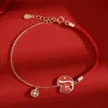 S925 Sterling Silver Chinese Zodiac Red Rope Bracelet with Snake Charm for Women Gift - Zodiac: Snake / 1 Piece
