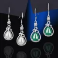 S925 Sterling Silber Tropfen grüne Achat weiße Chalcedon Ohrringe Damen elegante Schmuck - Stil 5