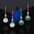 S925 Sterlingsilber Lange Ohrringe mit gruenen und weissen Achat Chalcedon Perlen Schmuck - Stil 7