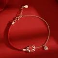 S925 Silver Red String Bracelet Cute Bear Enamel Charm Adjustable Fashion Jewelry Gift - Zodiac: Goat / 1 Piece