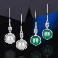 S925 Silber Achat Jade Ohrringe Damen lange hängende Ohrringe elegante Vintage Schmuck Variante - Stil 9