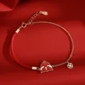 S925 Sterling Silver Red Rope Bracelet Cute Bear Pendant Temperature Color Change Gift - Zodiac: Rooster / 1 Piece