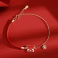 S925 silver red string bracelet for women, zodiac animal charm pendant, lucky jewelry gift. - Zodiac: Dog / 1 Piece
