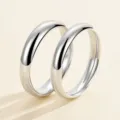 Silber Paarringe Minimalistisch Glatte Schlichte Eheringe Freundschaftsringe Modeschmuck Set - Damen Offen Verstellbar / Weißgold
