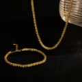 S925 Sterling Silber Sternenhimmel Halskette Armband Set Glänzende Kette Schmuck - 40+5cm (4mm Breite/Ca. 12.5g) / Gold