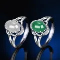 S925 Sterlingsilber Inlay Achat Chalcedon Ring Retro offener Edelstein Finger Schmuck - Stil 20 (Grüner Chalzedon) / Weißgold