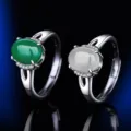 S925 Sterlingsilber ovale grüne weiße Achat Chalcedon offene Ring Vintage Stil Modeschmuck - Stil 23 (Grüner Chalzedon) / Weißgold