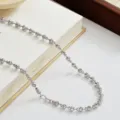 S925 Sterlingsilber facettierte Perlen Halskette Unisex Retro Schlüsselbein Kette Schmuck - 45cm / Twill Flaschenkürbis-Stil (Weißgold Farbe)
