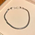 S925 sterling silver soft snake bone chain bracelet with universal adjustable connectors. - 1 Clasp (Total Length 16cm) / Platinum Gold (Width 3.0mm)