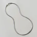 S925 Sterlingsilber flache Schlangenkette Halskette minimalistischer eleganter Halsschmuck - 3MM Breite / 1 Verschluss (Gesamtlänge 45cm) / Weißgold
