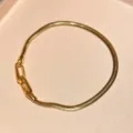 S925 Sterling Silver Gold Plated Snake Bone Chain Bracelet Variant - Elegant Wrist Jewelry - 1 Clasp (Total Length 16cm) / Yellow Gold (Width 3.0mm)