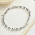 S925 Sterlingsilber Facettierte Perlen Armband Unisex Antiker Stil Glänzender Schmuck - 18cm (Ca. 7.35g) / Twill Flaschenkürbis-Stil (Weißgold Farbe)