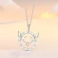 S925 sterling silver deer antler necklace with Roman numeral pendant, elegant forest style jewelry. - Antler Necklace Men Style (X0173) / 925 Silver