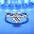 S925 Silber Moissanit Ring Damen Mode offene verstellbare Finger Schmuck Band - 1 ct / Stil 12 (Klassische Sechser-Krappenfassung Mikropflaster)